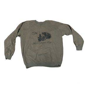 Vintage Great Smokey Mountains Bear Graphic Green Crewneck Sweatshirt